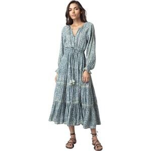 Omika Maisonette Rivera Maxi Long Sleeves Tabina Sea Glass Dress Sz XS
